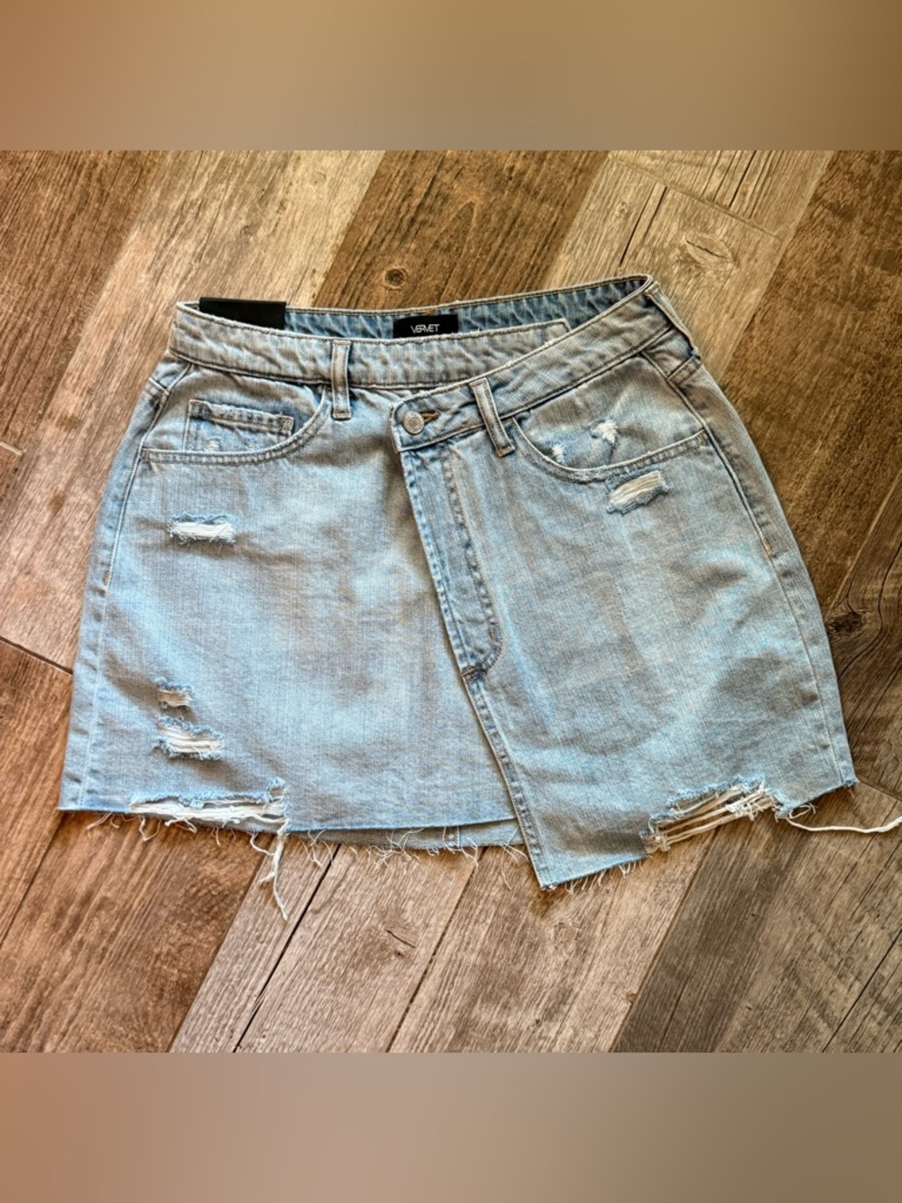 NWT Vervet High Rise Wrap Jean Skirt asymmetrical size large